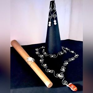 Steel Wire Wrapped Jewelry Set, 4 Pieces